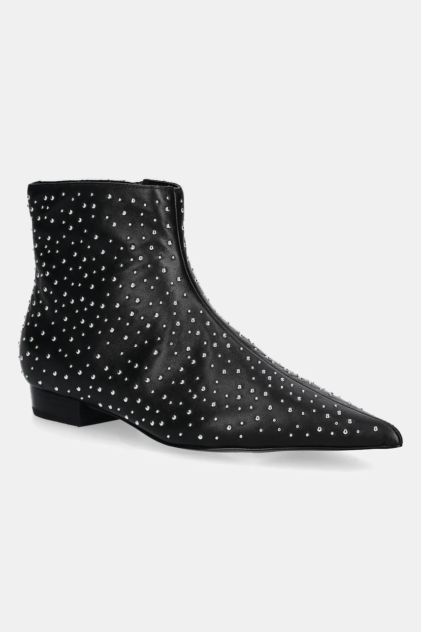 Stand Studio cizme de piele Pamela Boot femei, culoarea negru, cu toc plat, 66338-7780