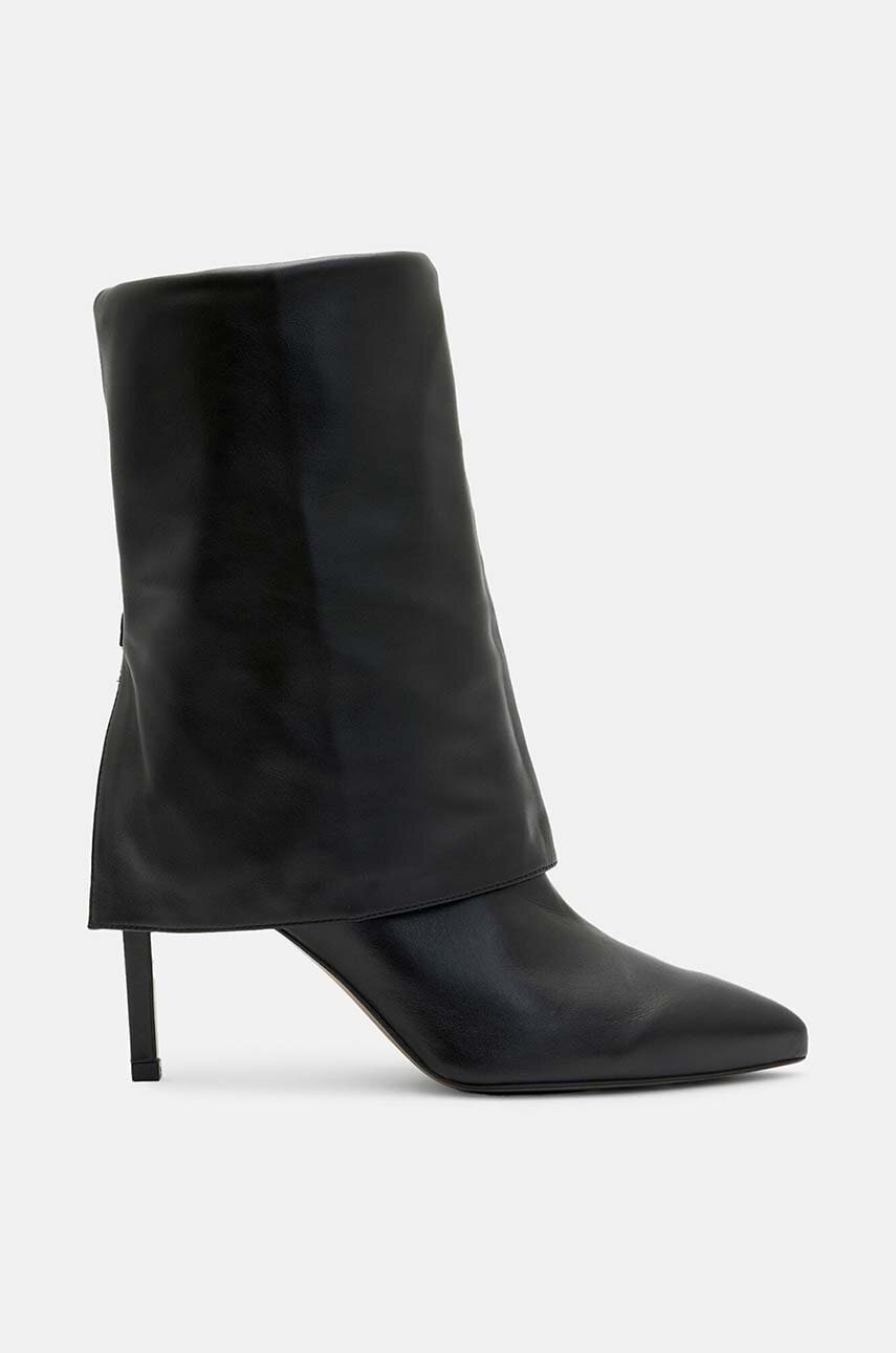 AllSaints cizme de piele Odyssey Boot femei, culoarea negru, cu toc cui, W101FB AllSaints cizme de piele Odyssey Boot femei, culoarea negru, cu toc cui, W101FB