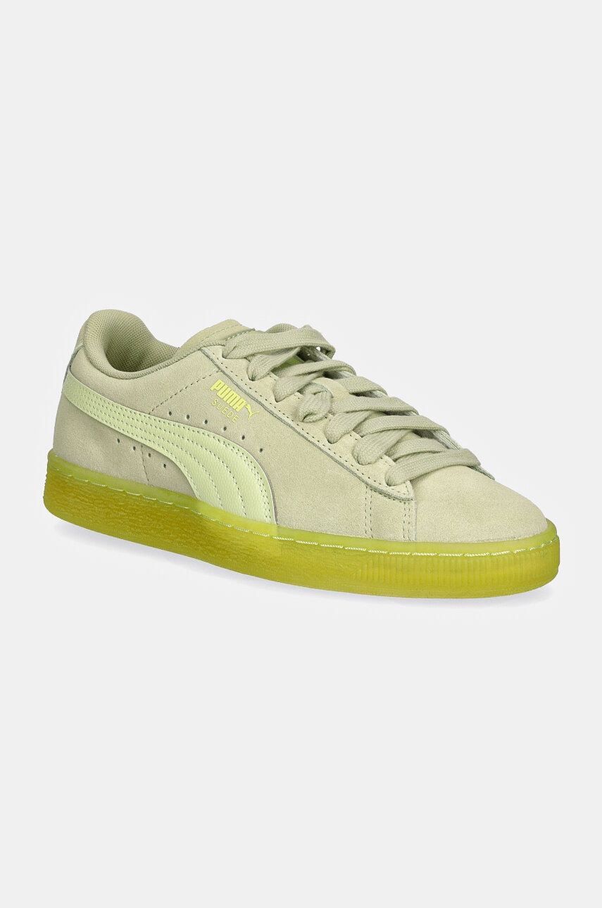 Puma sneakers din piele intoarsă Suede Classic Translucent culoarea verde, 398818 Puma sneakers din piele intoarsă Suede Classic Translucent culoarea verde, 398818