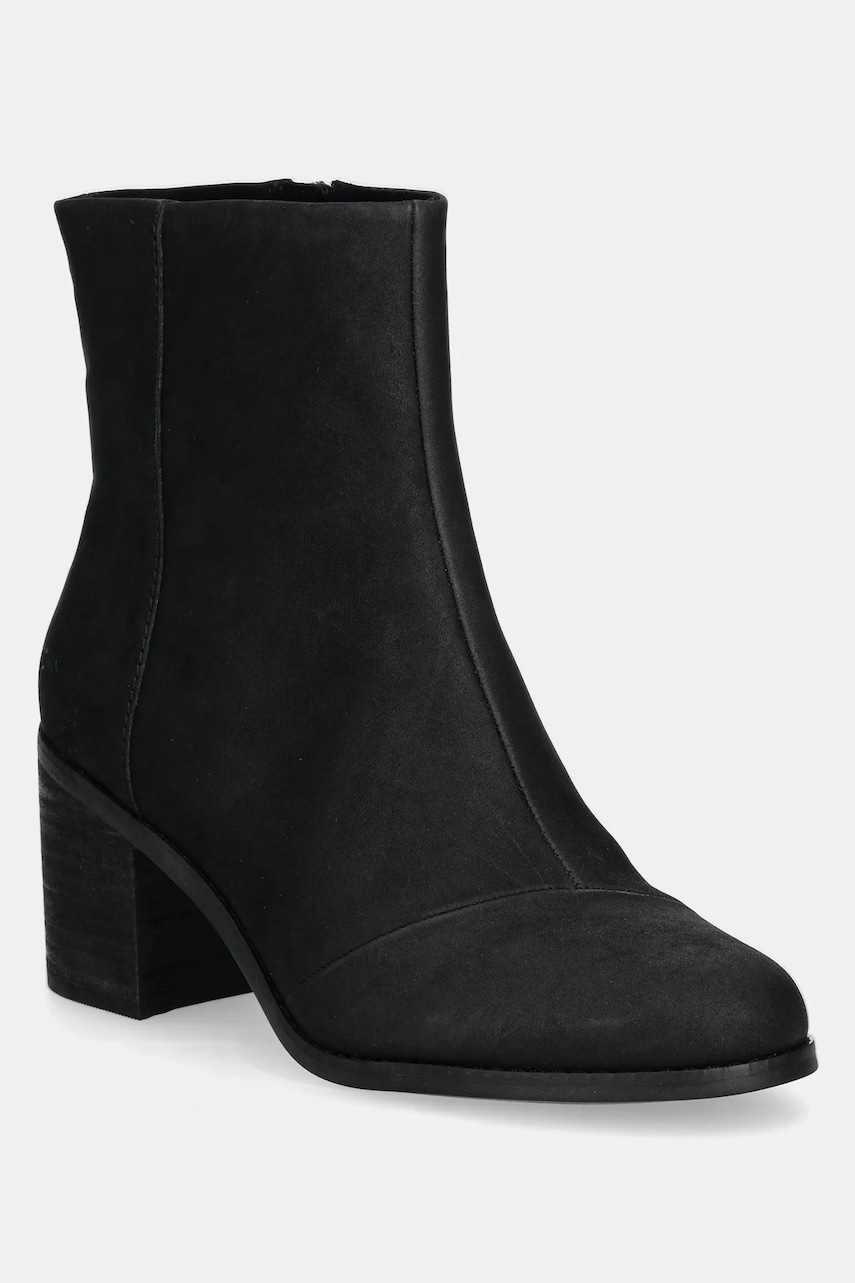 Toms botine din nubuc EVELYN culoarea negru, cu toc drept, 10020228 Toms botine din nubuc EVELYN culoarea negru, cu toc drept, 10020228