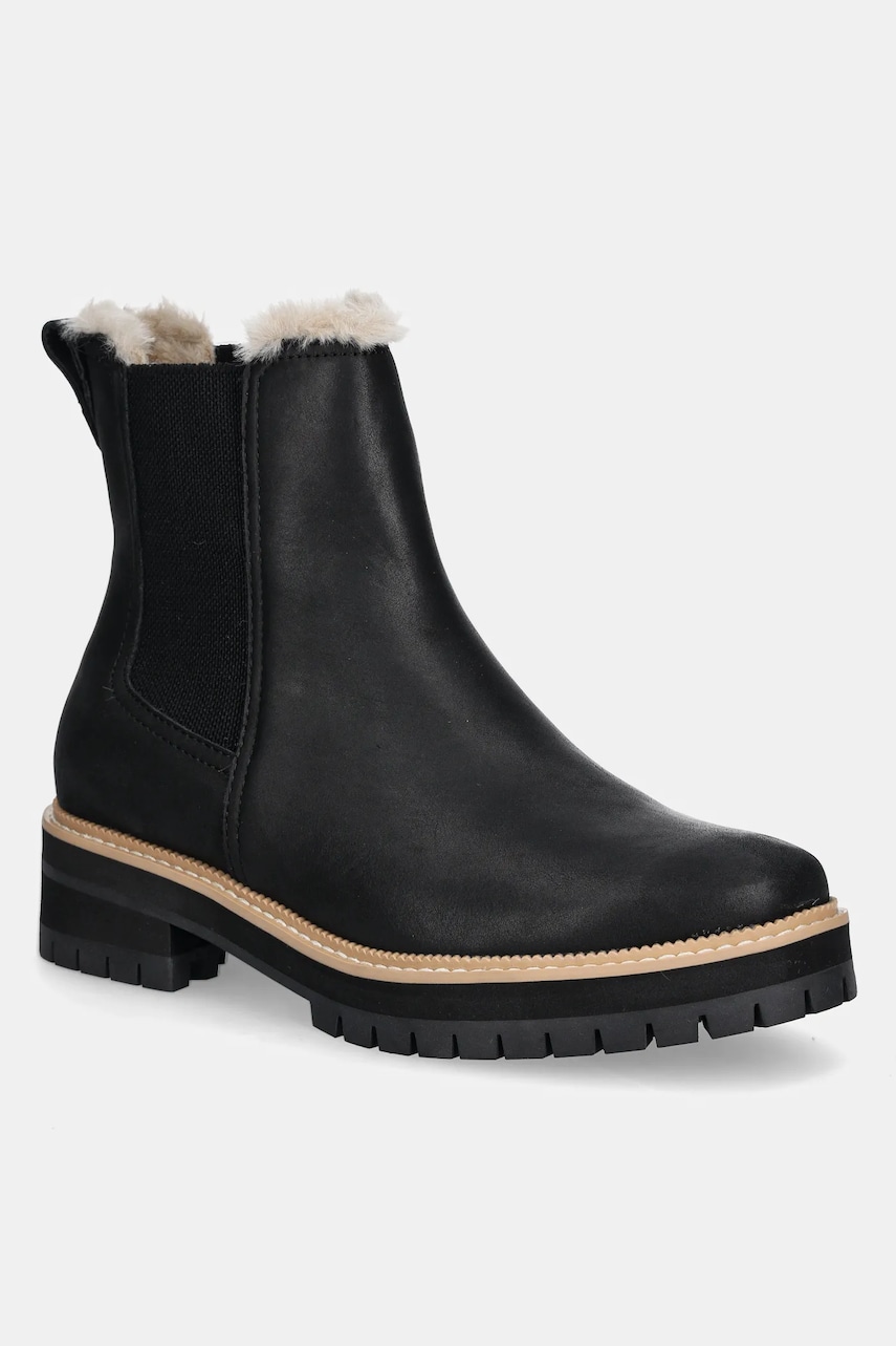 Toms ghete chelsea de piele BENNET femei, culoarea negru, cu toc plat, izolare usoara, 10021299 Toms ghete chelsea de piele BENNET femei, culoarea negru, cu toc plat, izolare usoara, 10021299