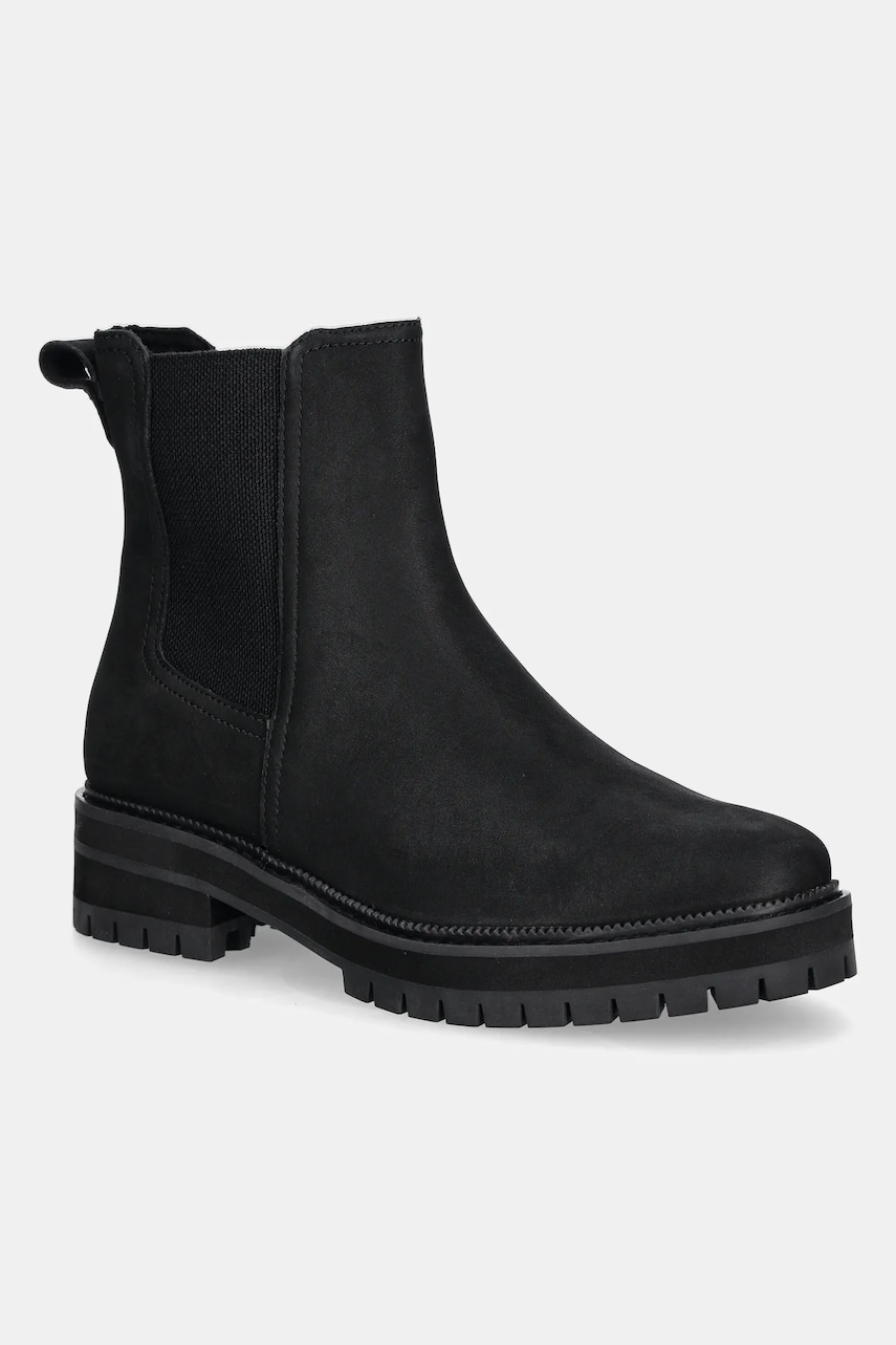 Toms cizme chelsea din nubuc BENNET culoarea negru, cu toc plat, 10021306 Toms cizme chelsea din nubuc BENNET culoarea negru, cu toc plat, 10021306