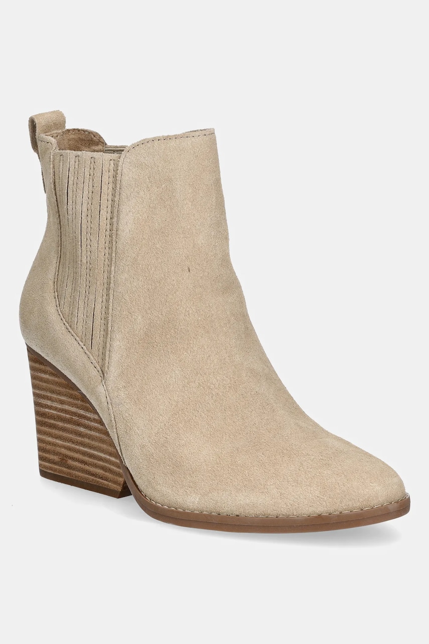 Toms botine din piele intoarsa NOA femei, culoarea bej, toc pana, 10021314 Toms botine din piele intoarsa NOA femei, culoarea bej, toc pana, 10021314