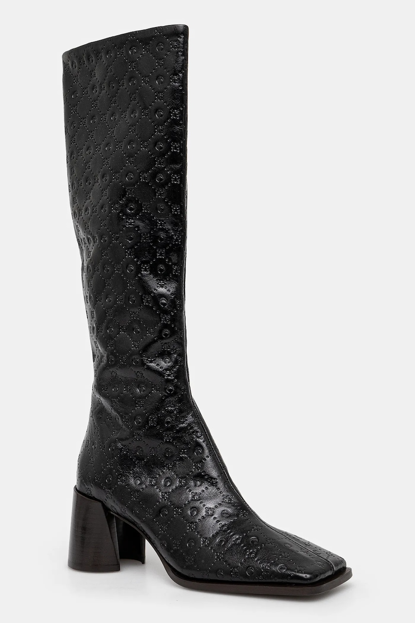 Marine Serre kozaki skórzane Moonogram Embossed Leather Ms Block High