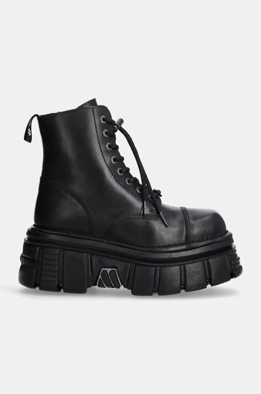 Кожаные полусапоги New Rock Nomada Negro + Tower Negro Lateral E-14 женские цвет чёрный каблук кирпичик M-NEWMILI083-S21 Кожаные полусапоги New Rock Nomada Negro + Tower Negro Lateral E-14 женские цвет чёрный каблук кирпичик M-NEWMILI083-S21
