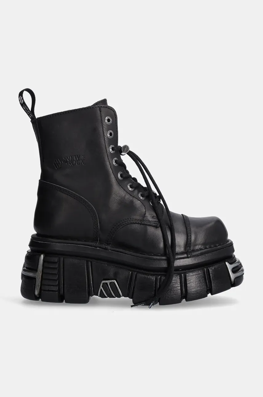 Кожаные полусапоги New Rock Nomada Negro + Tower Negro Acero E14 женские цвет чёрный на платформе M-NEWMILI083-S37 Кожаные полусапоги New Rock Nomada Negro + Tower Negro Acero E14 женские цвет чёрный на платформе M-NEWMILI083-S37