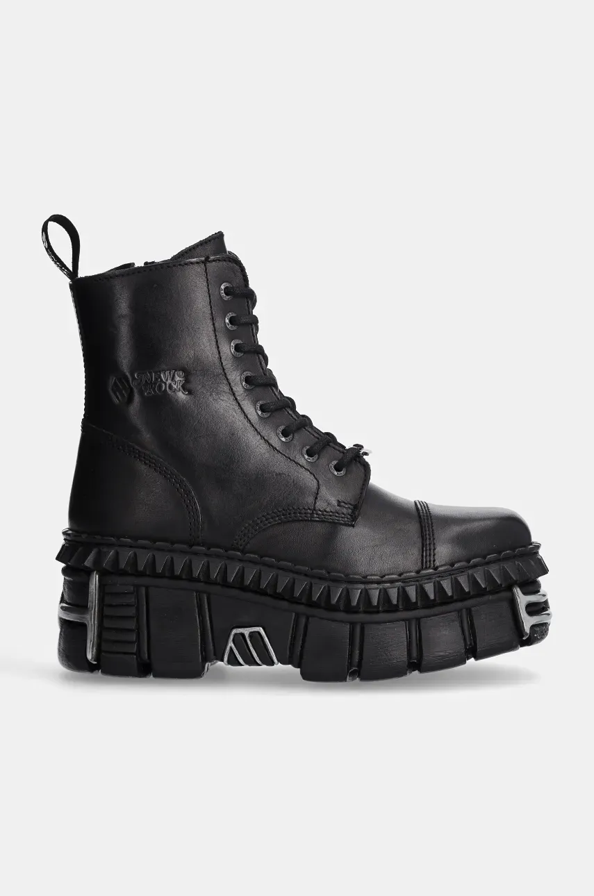 Кожаные полусапоги New Rock женские цвет чёрный на платформе M-WALL083CCT-S9 Кожаные полусапоги New Rock женские цвет чёрный на платформе M-WALL083CCT-S9