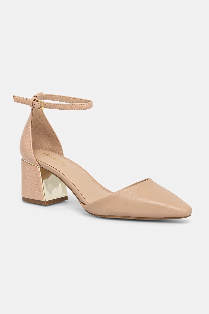 Aldo pantofi de piele TINCTUM culoarea bej, cu toc drept, 13647025 TINCTUM