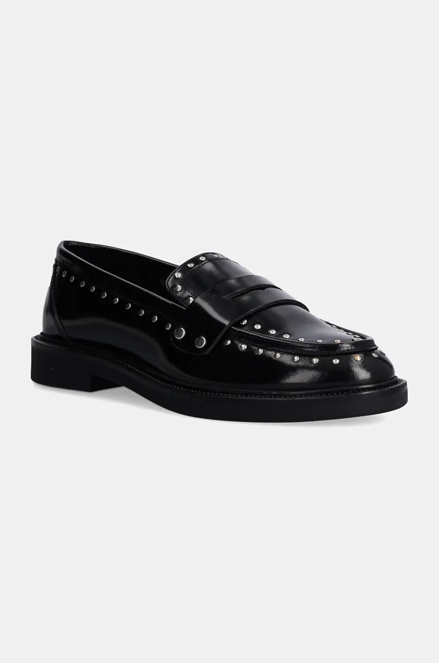 Steve Madden mocasini de piele Harloe femei, culoarea negru, cu toc plat, SM11003264