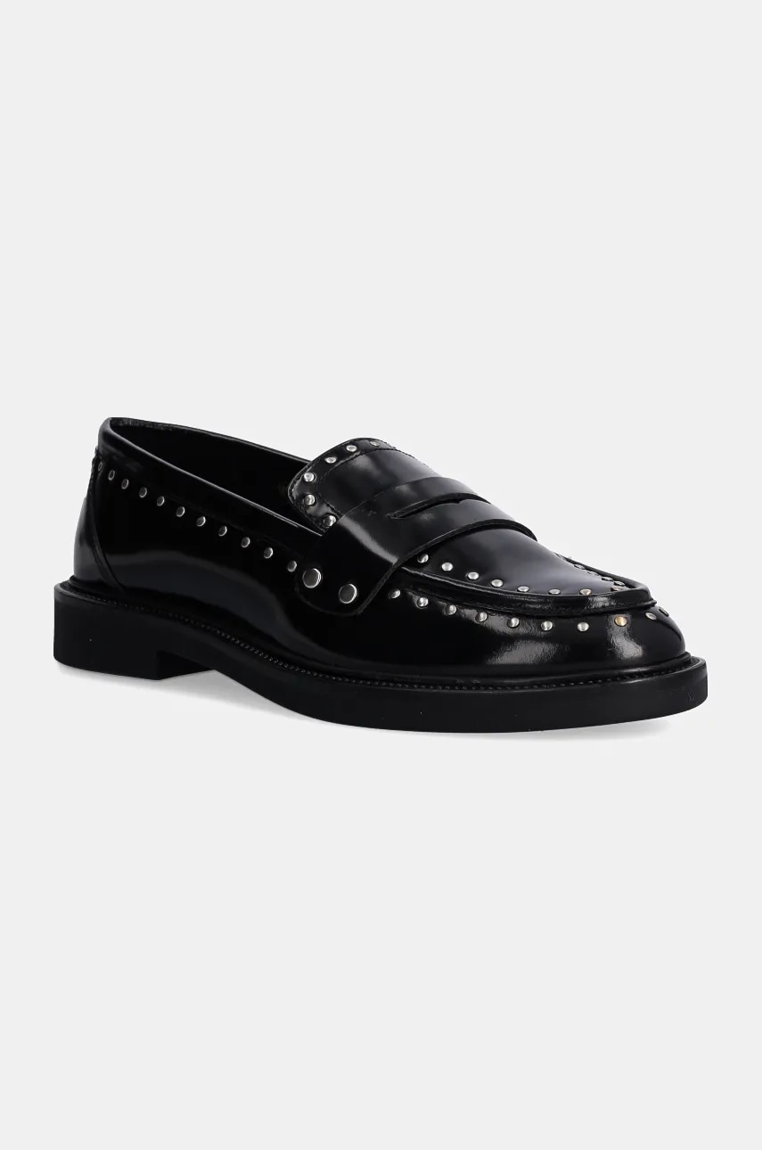Steve Madden mocasini de piele Harloe femei, culoarea negru, cu toc plat, SM11003264