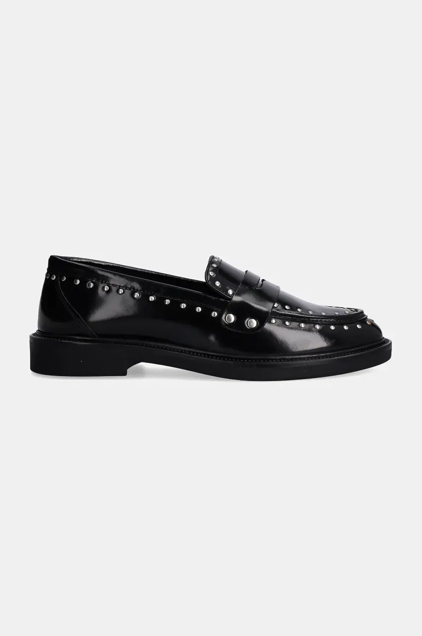 Кожаные мокасины Steve Madden Harloe женские цвет чёрный на плоском ходу SM11003264 Кожаные мокасины Steve Madden Harloe женские цвет чёрный на плоском ходу SM11003264