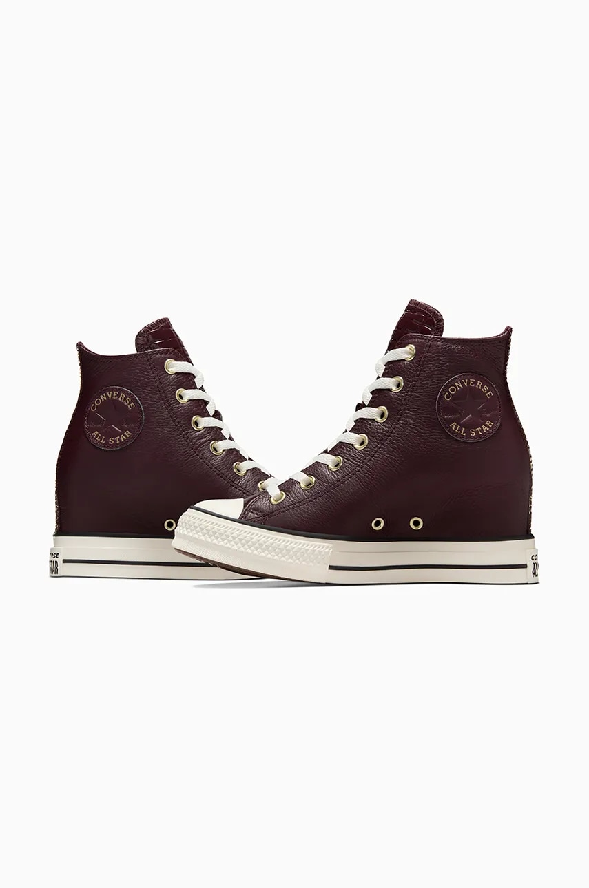 

Кожени кецове Converse Chuck Taylor All Star Wedge в кафяво A12349C, Кафяв