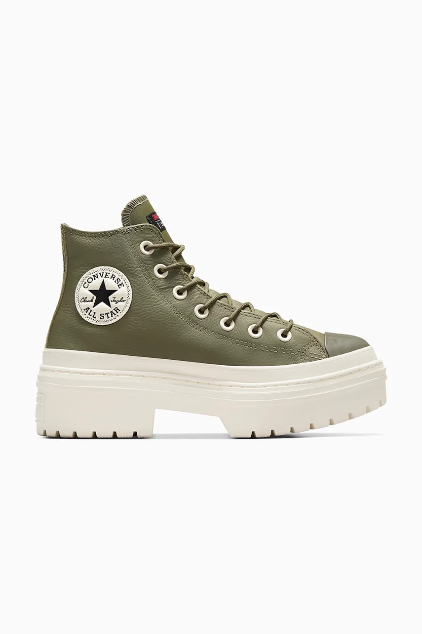 Converse tenisi de piele Chuck Taylor All Star Lugged Heel femei, culoarea verde, A11163C Converse tenisi de piele Chuck Taylor All Star Lugged Heel femei, culoarea verde, A11163C