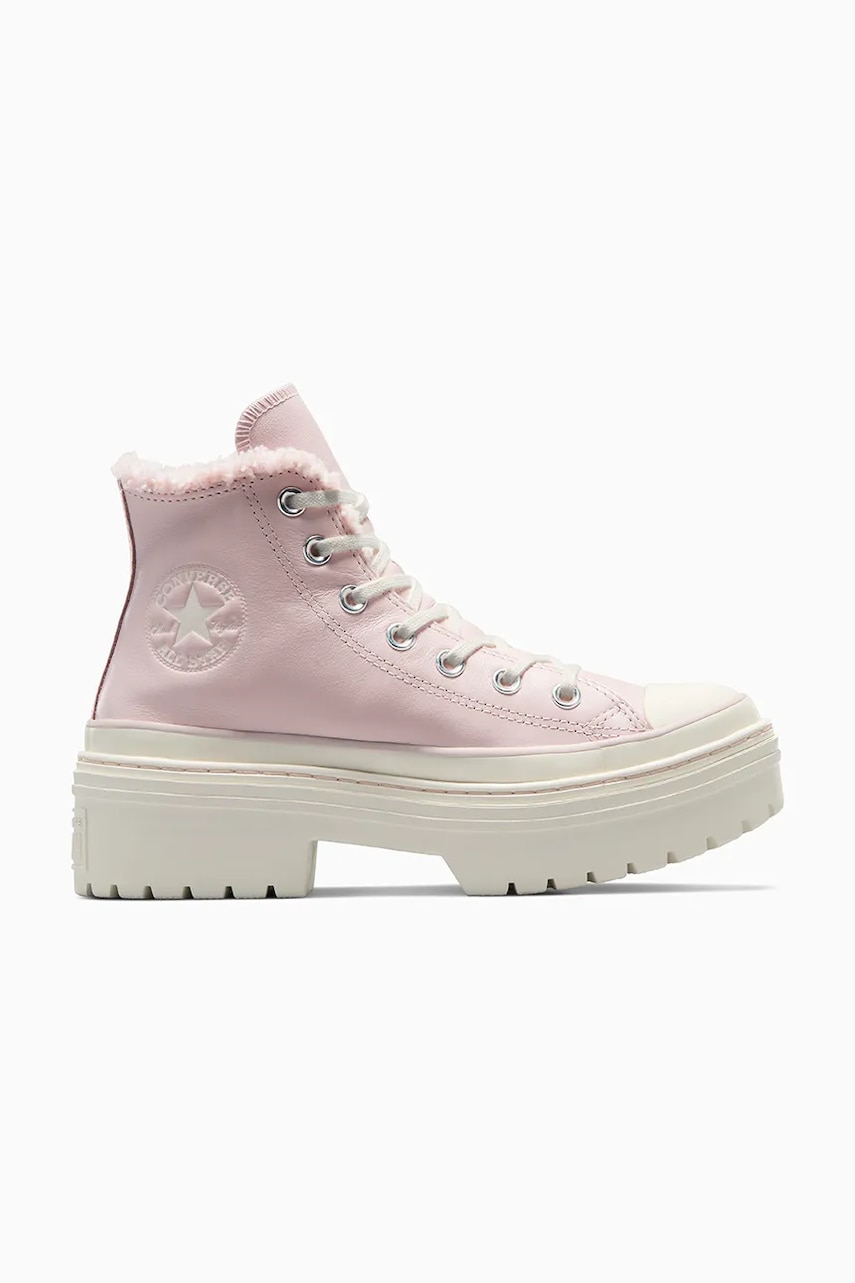 Converse tenisi de piele Chuck Taylor All Star Lugged Heel femei, culoarea roz, A09346C Converse tenisi de piele Chuck Taylor All Star Lugged Heel femei, culoarea roz, A09346C