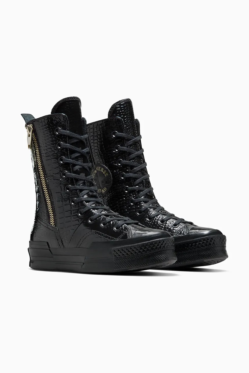 Δερμάτινα ελαφριά παπούτσια Converse Chuck 70 Plus XHi χρώμα: μαύρο, A09381C φωτογραφία