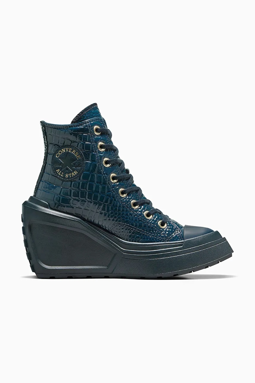 Converse tenisi de piele Chuck 70 De Luxe Wedge femei, culoarea albastru marin, A10037C Converse tenisi de piele Chuck 70 De Luxe Wedge femei, culoarea albastru marin, A10037C