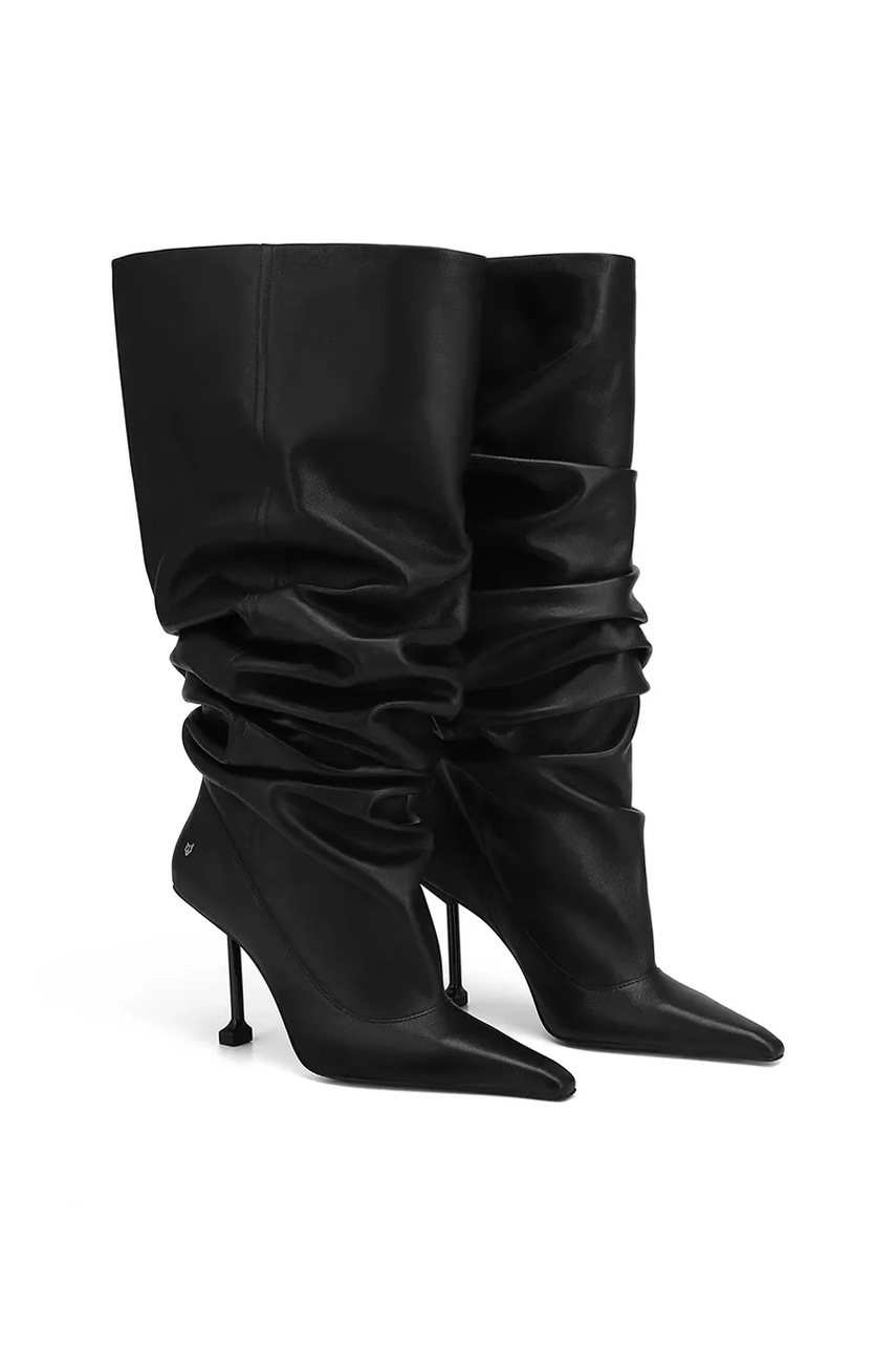 Кожаные сапоги Naked Wolfe Vern женские цвет чёрный на шпильке Vern Nappa Prince Leather Black Кожаные сапоги Naked Wolfe Vern женские цвет чёрный на шпильке Vern Nappa Prince Leather Black