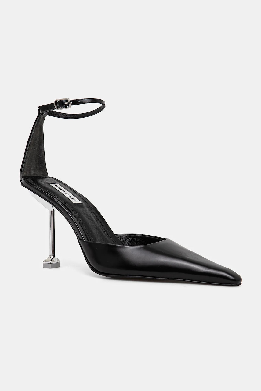 Naked Wolfe stilettos de piele Valerie culoarea negru, Valerie Box Leather Black