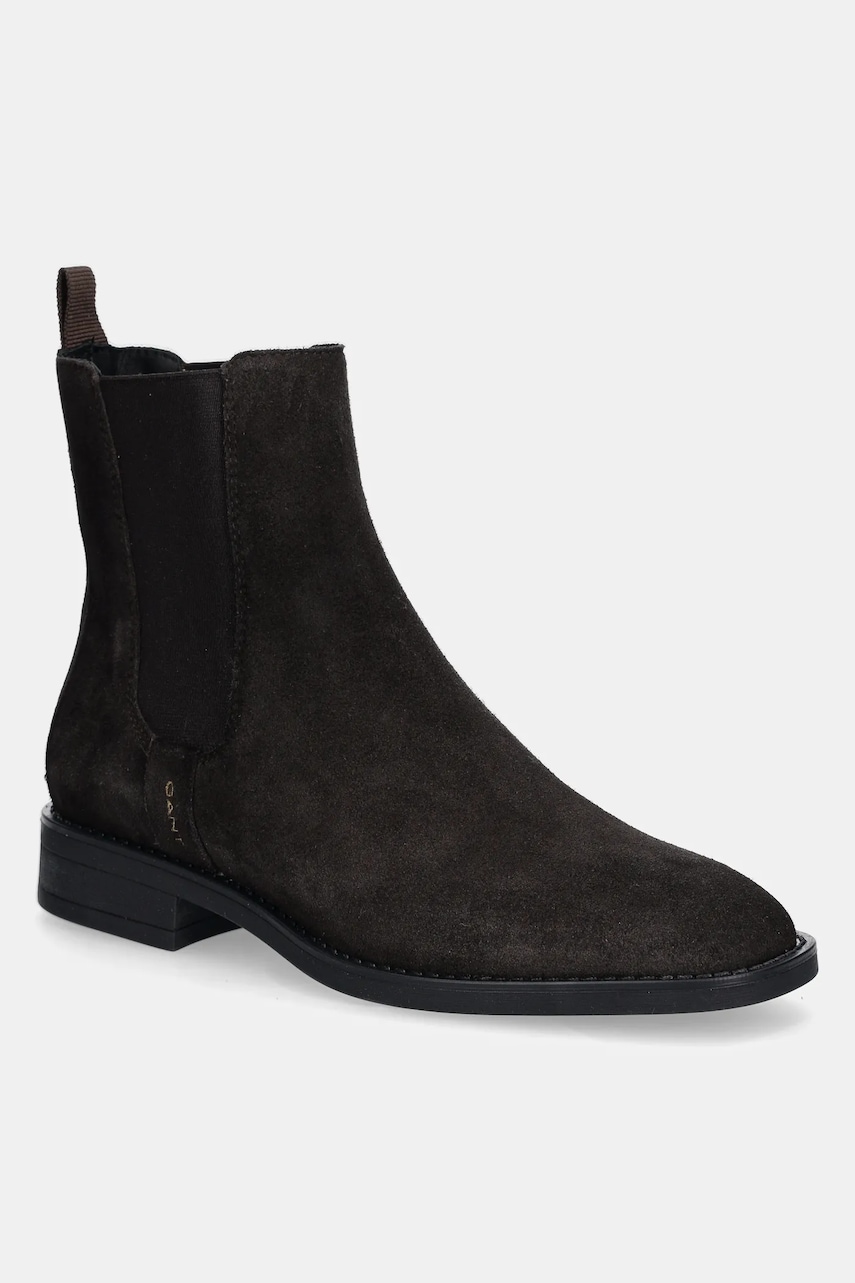 Gant botine din piele intoarsa Fayy femei, culoarea maro, cu toc plat, 29553820 G809 Gant botine din piele intoarsa Fayy femei, culoarea maro, cu toc plat, 29553820 G809