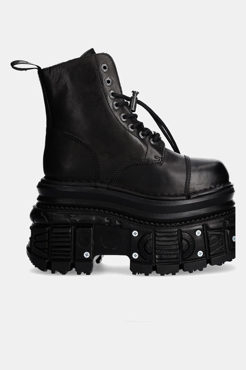 Кожаные полусапоги New Rock CRUST NEGRO + TANK NEGRO TORNILLOS E-34 женские цвет чёрный на платформе M-MILI083CCT-C4 Кожаные полусапоги New Rock CRUST NEGRO + TANK NEGRO TORNILLOS E-34 женские цвет чёрный на платформе M-MILI083CCT-C4