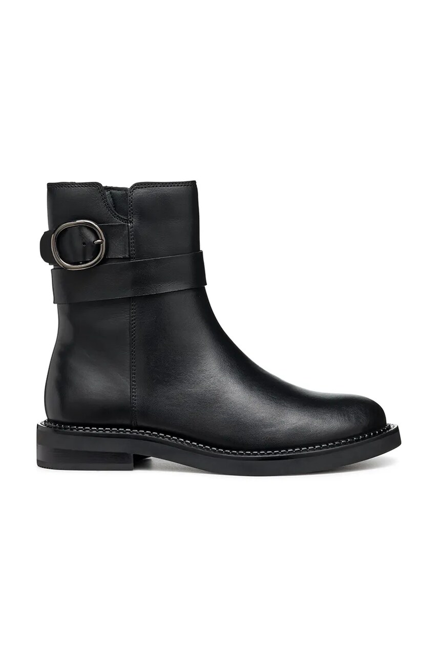 Geox cizme de piele D SERILDA D femei, culoarea negru, cu toc plat, D46WYD 00043 C9999