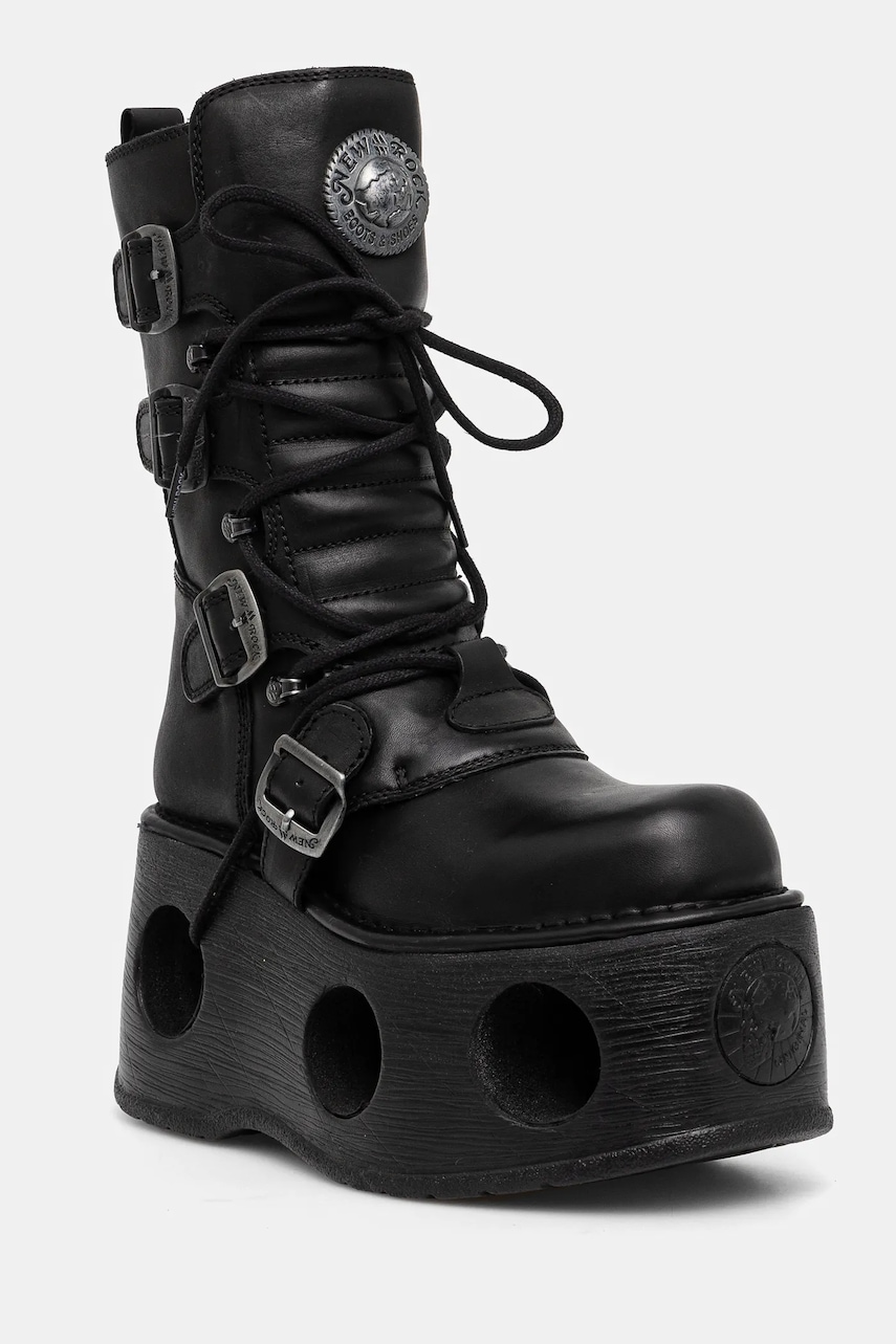 Кожаные ботинки New Rock ITALI Y NOMADA NEGRO + SPACE MUELLES женские цвет чёрный на платформе M-373-S2 Кожаные ботинки New Rock ITALI Y NOMADA NEGRO + SPACE MUELLES женские цвет чёрный на платформе M-373-S2