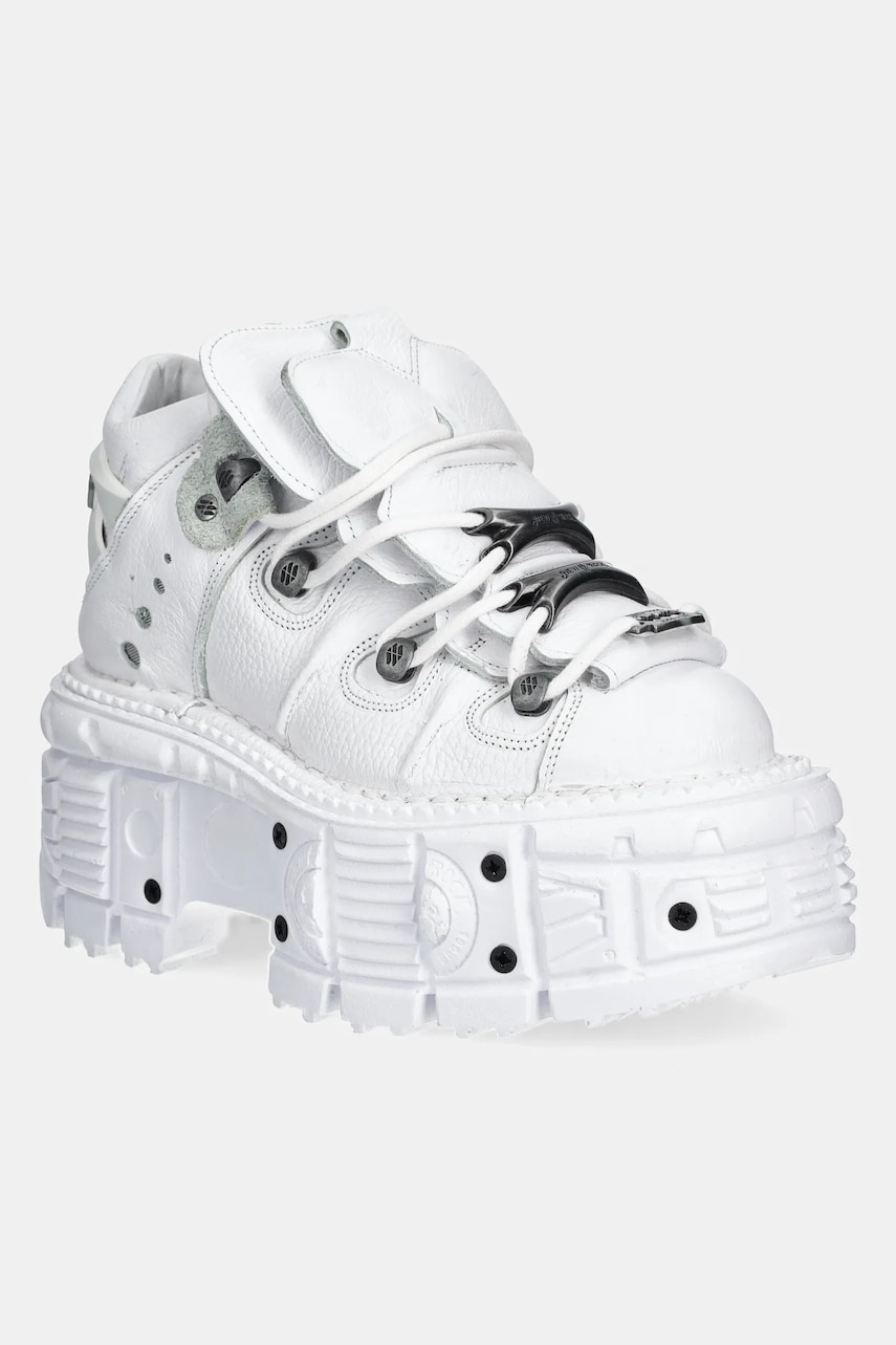 New Rock sneakers din piele NAPA BLANCA + IMPERFECT TANK BLANCO TORNILLOS culoarea alb, M-TANK106-C1