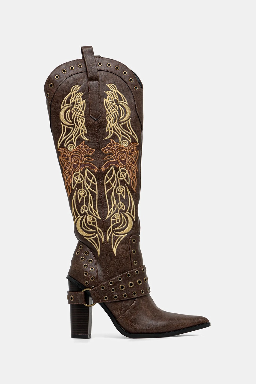 Полусапоги Koi Footwear x Twilight Children Of The Moon Cowboy Boots женские цвет коричневый каблук кирпичик FW01 Полусапоги Koi Footwear x Twilight Children Of The Moon Cowboy Boots женские цвет коричневый каблук кирпичик FW01