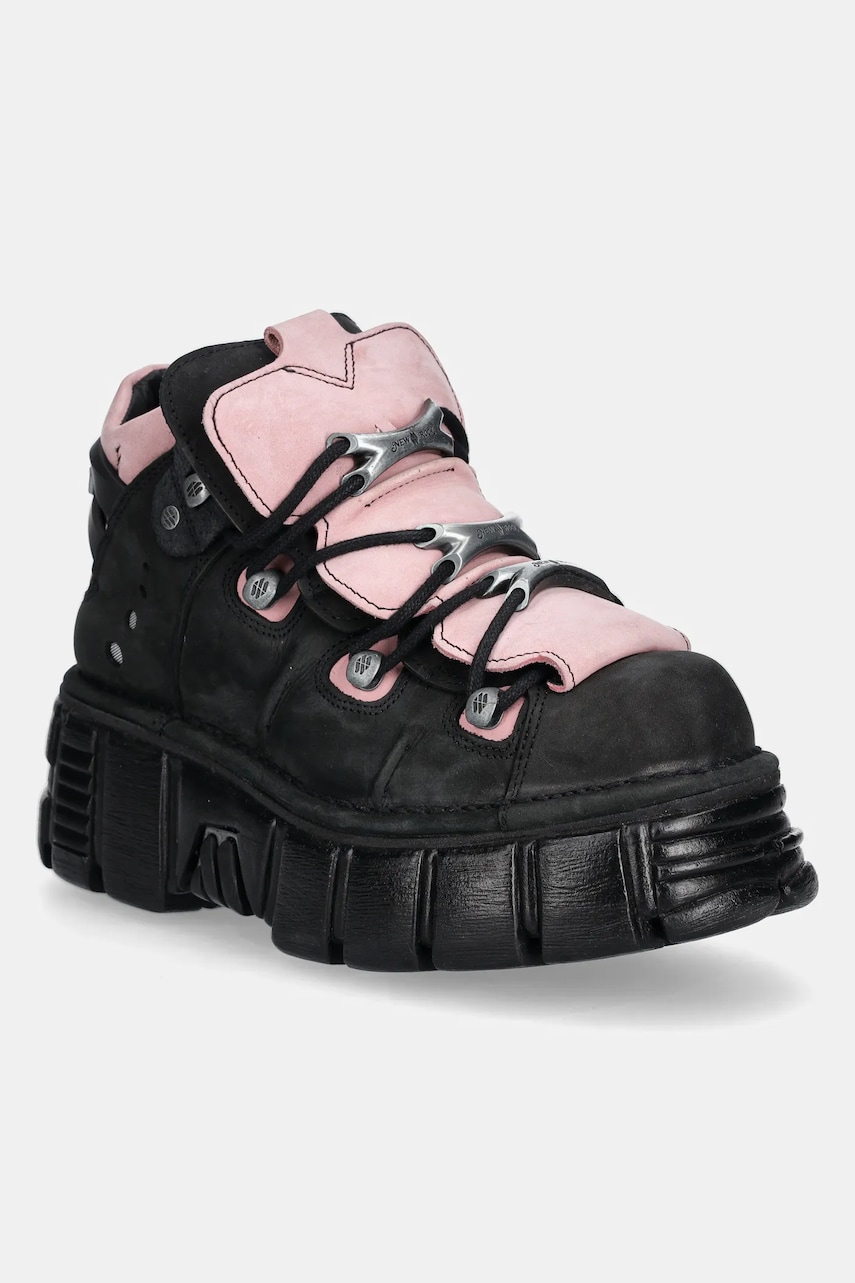New Rock adidași din nubuc Nobuck Negro + Nobuck Rosa + Tower Negro Lateral culoarea negru, M-106-C26 New Rock adidași din nubuc Nobuck Negro + Nobuck Rosa + Tower Negro Lateral culoarea negru, M-106-C26
