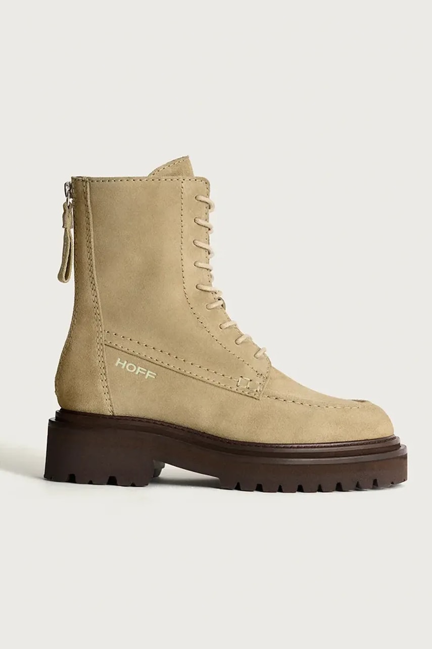 Hoff cizme din piele întoarsă DESERT femei, culoarea bej, cu platformă, 22332001 Hoff cizme din piele întoarsă DESERT femei, culoarea bej, cu platformă, 22332001