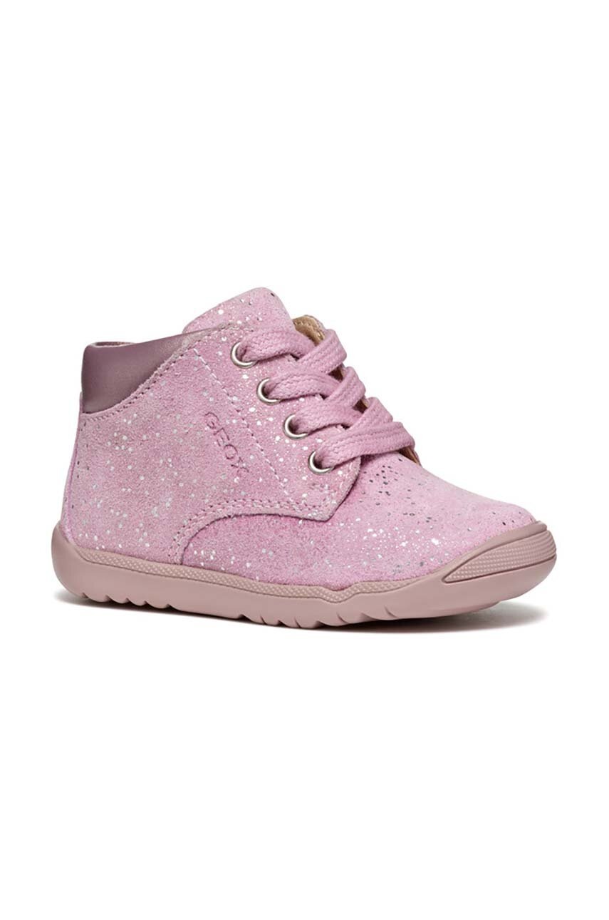 Geox pantofi din piele intoarsa pentru copii MACCHIA culoarea roz, B464PA.077AJ