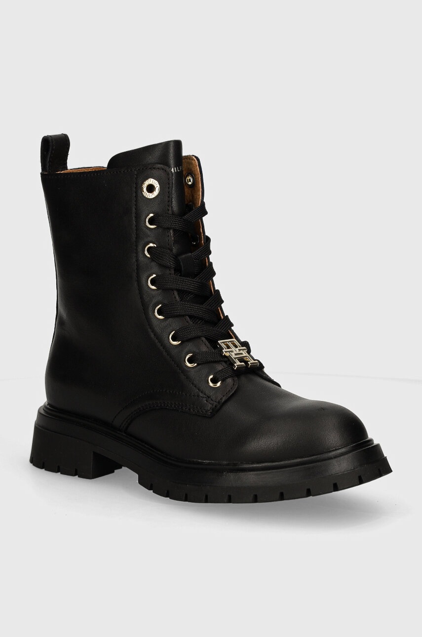 

Детски кожени ботуши Tommy Hilfiger в черно T3A5-33568, Черен