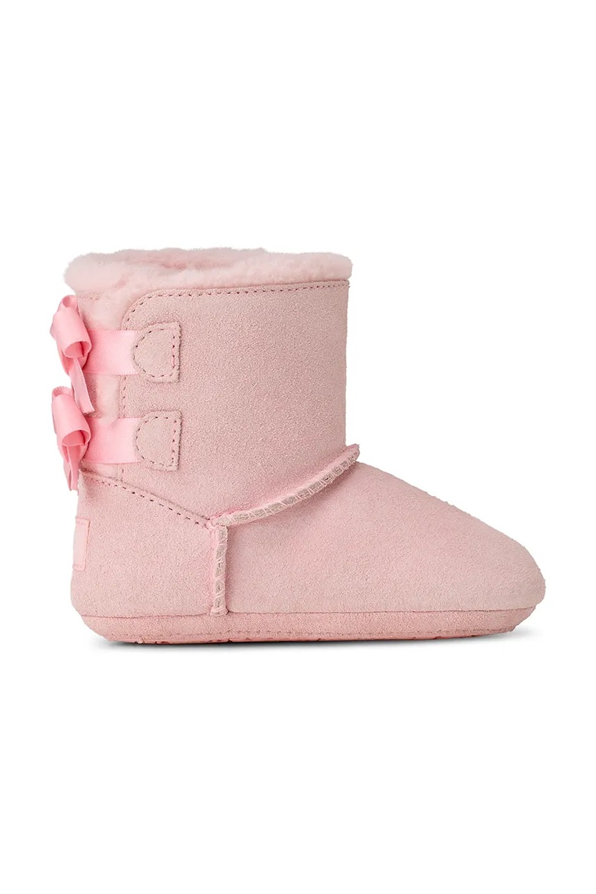 UGG pantofi din piele întoarsă pentru bebe BABY BAILEY BOW culoarea maro, 1157692I