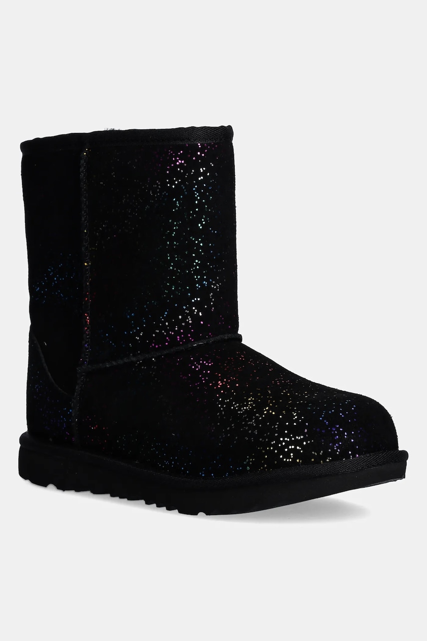 UGG cizme de zapada din piele intoarsa KIDS CLASSIC II SHIMMER SKY culoarea negru, 1157708K