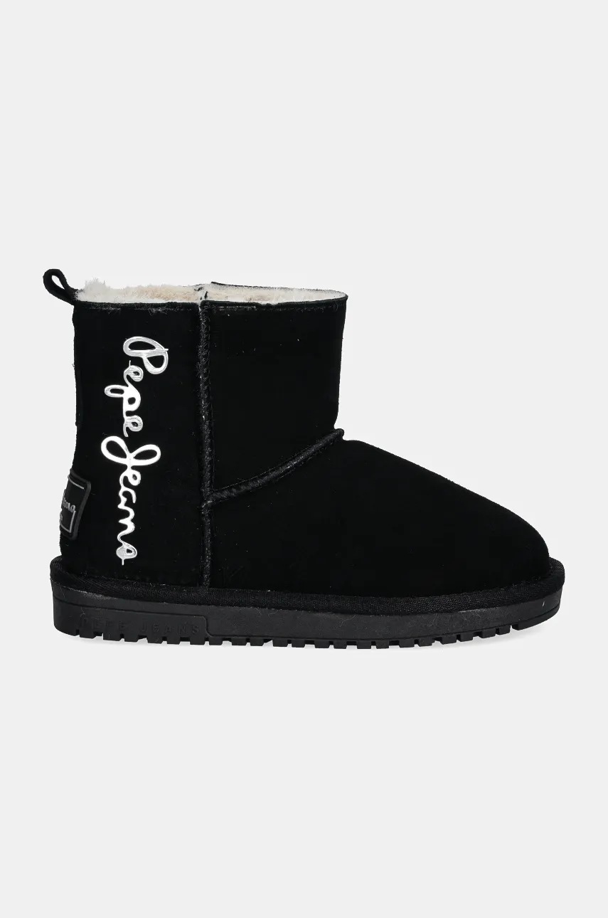 Дитячі замшеві чоботи Pepe Jeans DISS TOP колір чорний PGS50199
