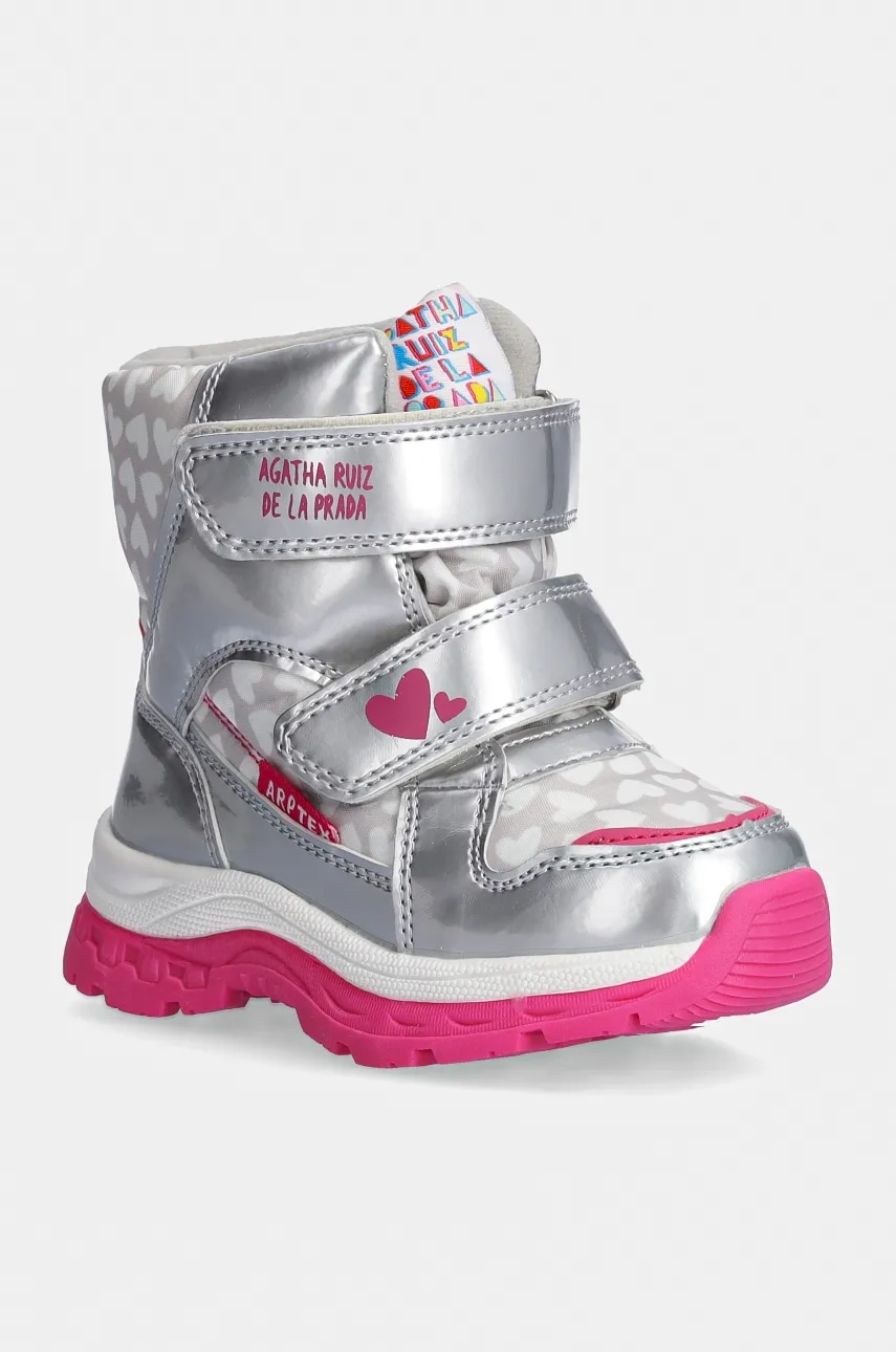 Agatha Ruiz de la Prada pantofi din piele intoarsa pentru copii culoarea argintiu, 241990