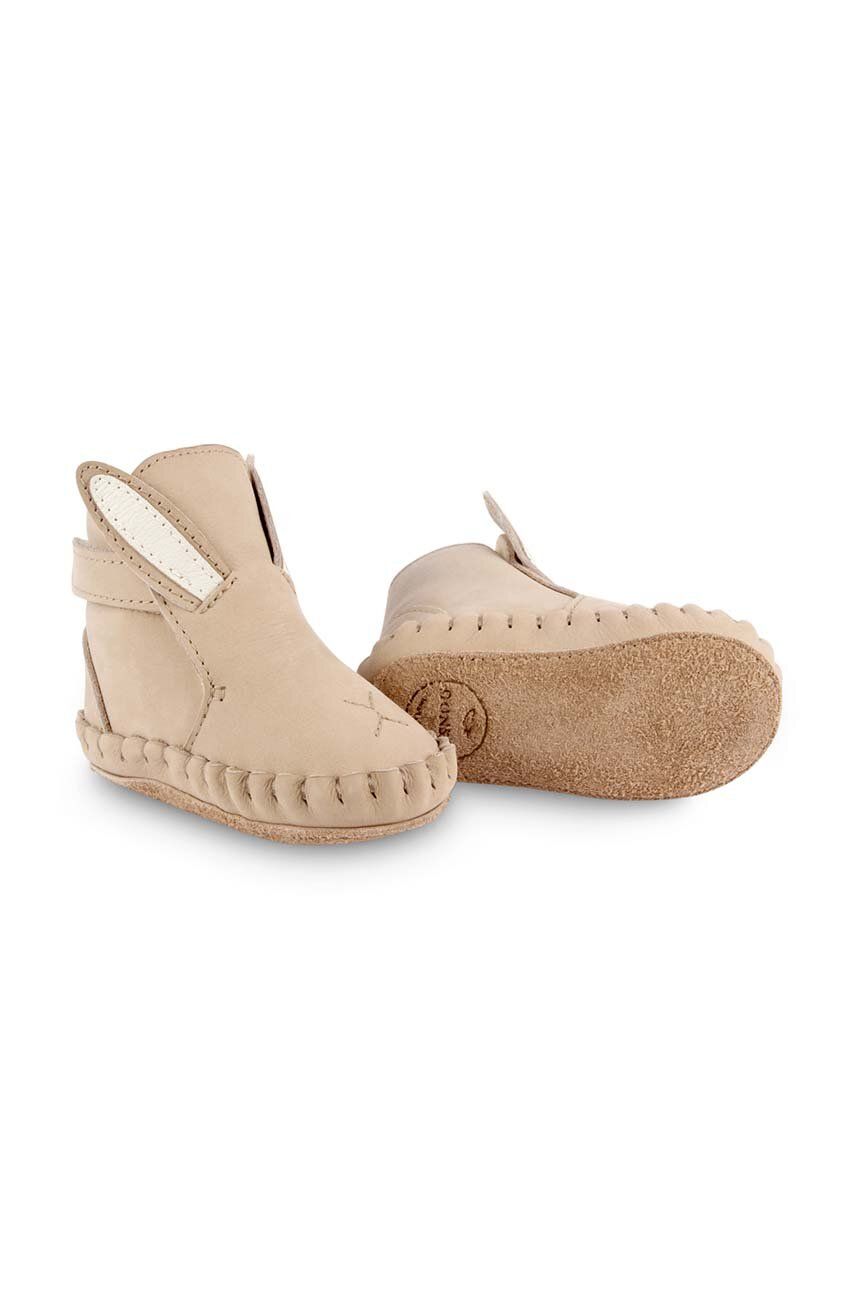 Levně Kojenecké kožené boty Donsje Kapi Classic Booties Bunny béžová barva, 1028002