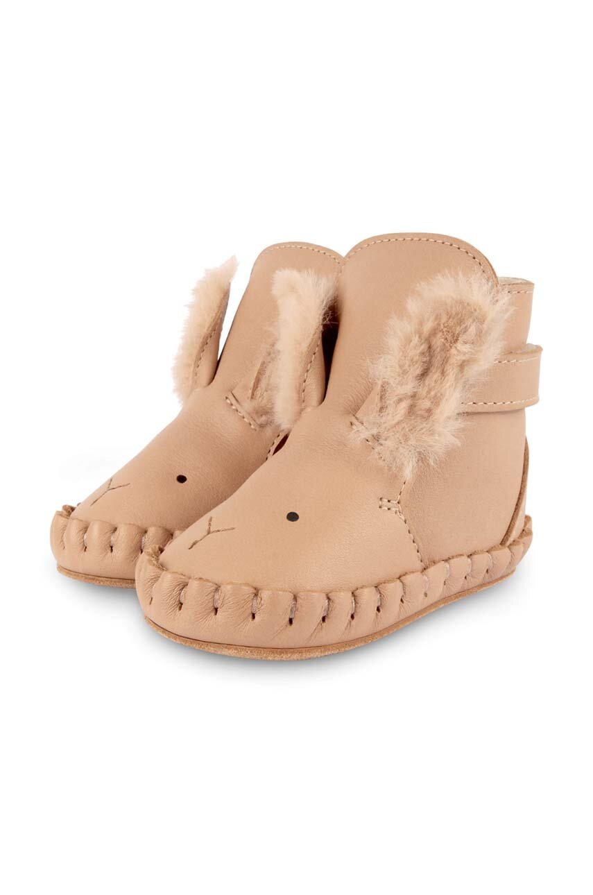 Шкіряні кросівки для немовлят Donsje Kapi Exclusive Booties Fluffy Bunny колір помаранчевий 1028103
