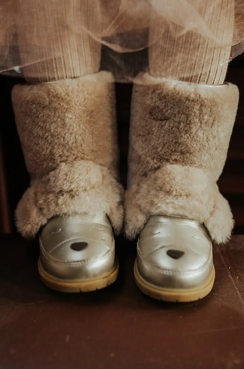 Donsje ghete de iarna pentru copii din piele Wadudu Exclusive Boots Poodle culoarea bej, 2022121