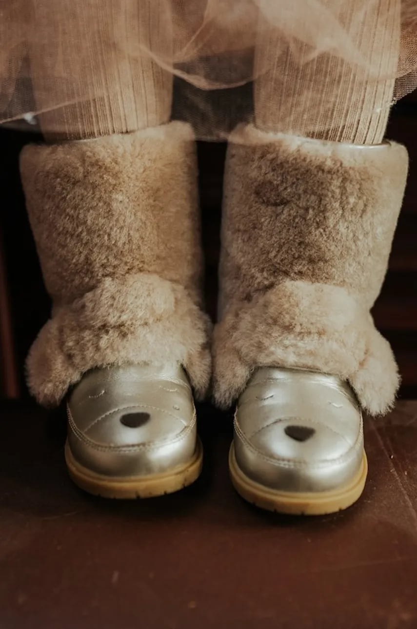 Donsje ghete de iarna pentru copii din piele Wadudu Exclusive Boots Poodle culoarea bej, 2022121