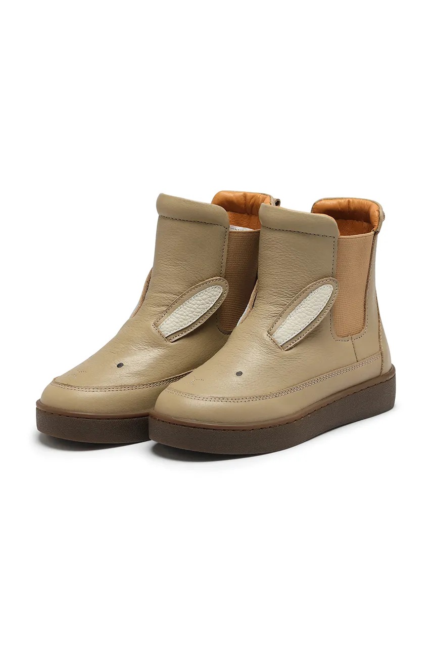 Детские кожаные зимние ботинки Donsje Thuru Classic Boots Bunny цвет бежевый 2023806