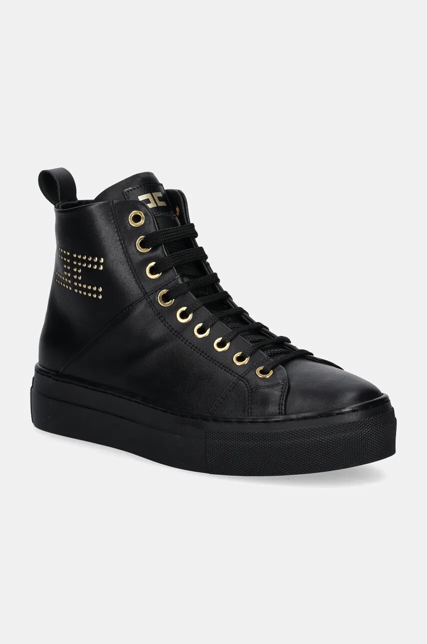 Elisabetta Franchi ghete de drumetie din piele pentru copii culoarea negru, F4A9.E0109.1251