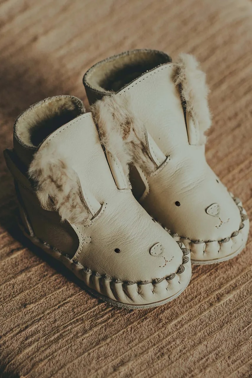 Donsje incaltaminte din piele pentru bebelusi Kapi Exclusive Booties Rabbit culoarea bej, 1028116 Donsje incaltaminte din piele pentru bebelusi Kapi Exclusive Booties Rabbit culoarea bej, 1028116