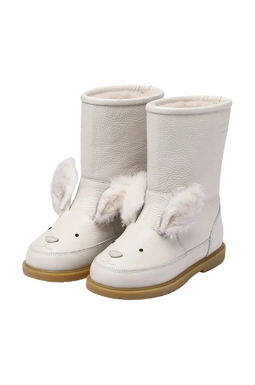 Детские кожаные зимние ботинки Donsje Wadudu Exclusive Boots Rabbit цвет белый 2022116