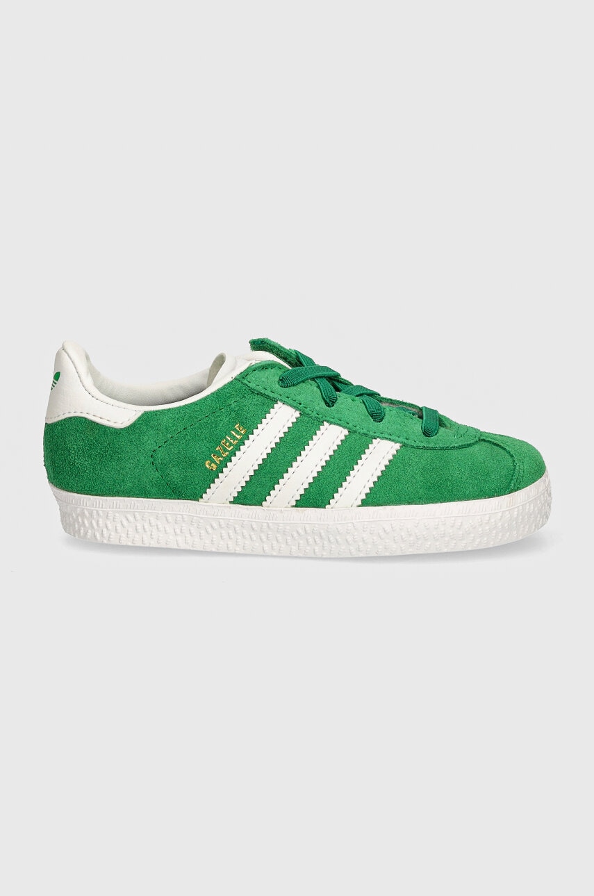 Детские замшевые кроссовки adidas Originals GAZELLE CF EL цвет зелёный IH0363 Детские замшевые кроссовки adidas Originals GAZELLE CF EL цвет зелёный IH0363