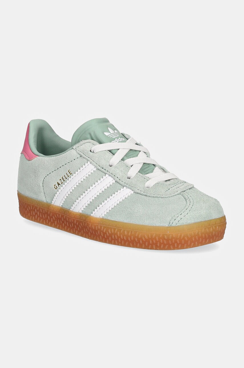 adidas Originals sneakers de piele întoarsă pentru copii GAZELLE CF EL culoarea verde, IH2782