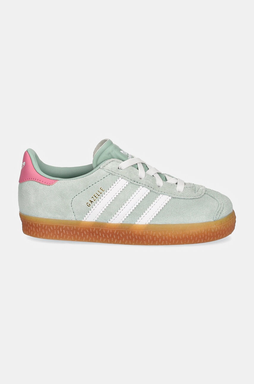 Детские замшевые кроссовки adidas Originals GAZELLE CF EL цвет зелёный IH2782 Детские замшевые кроссовки adidas Originals GAZELLE CF EL цвет зелёный IH2782