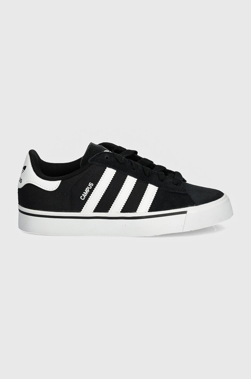 Детские кожаные кроссовки adidas Originals CAMPUS VULC цвет чёрный IH8038