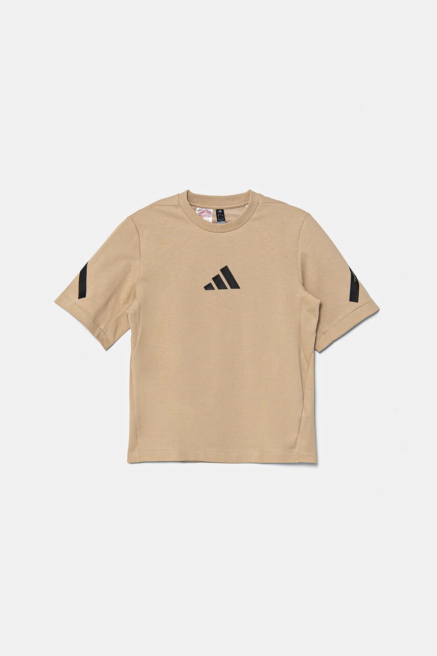 adidas tricou copii J ZNE TEE culoarea bej, cu imprimeu, JF2498