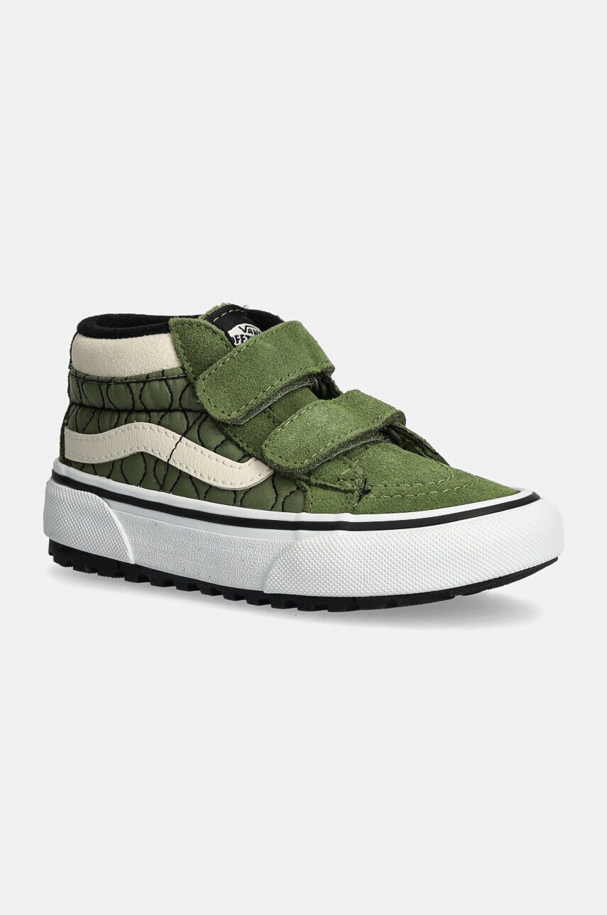 Vans adidasi de piele intoarsa pentru copii MTE SK8-Mid Reissue culoarea verde, VN000D10V0N1